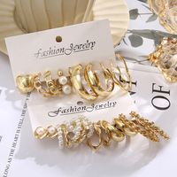 10 Pairs Elegant Retro Classic Style Round Water Droplets Twist Plating Inlay Artificial Pearl Alloy Artificial Gemstones Gold Plated Silver Plated Earrings main image 7