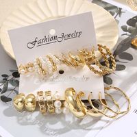 10 Pairs Elegant Retro Classic Style Round Water Droplets Twist Plating Inlay Artificial Pearl Alloy Artificial Gemstones Gold Plated Silver Plated Earrings main image 5