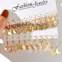10 Pairs Elegant Retro Classic Style Round Water Droplets Twist Plating Inlay Artificial Pearl Alloy Artificial Gemstones Gold Plated Silver Plated Earrings sku image 2