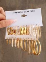 10 Pairs Elegant Retro Classic Style Round Water Droplets Twist Plating Inlay Artificial Pearl Alloy Artificial Gemstones Gold Plated Silver Plated Earrings sku image 6