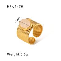Stainless Steel 18K Gold Plated Basic Vintage Style Plating Inlay Round Natural Stone Open Rings sku image 23