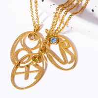 201 Stainless Steel 304 Stainless Steel Glass Gold Plated Retro Inlay Constellation Zircon Pendant Necklace main image 2