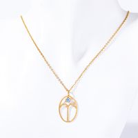 201 Stainless Steel 304 Stainless Steel Glass Gold Plated Retro Inlay Constellation Zircon Pendant Necklace sku image 1