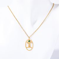 201 Stainless Steel 304 Stainless Steel Glass Gold Plated Retro Inlay Constellation Zircon Pendant Necklace sku image 3