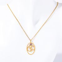 201 Stainless Steel 304 Stainless Steel Glass Gold Plated Retro Inlay Constellation Zircon Pendant Necklace sku image 4