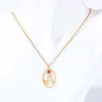 201 Stainless Steel 304 Stainless Steel Glass Gold Plated Retro Inlay Constellation Zircon Pendant Necklace sku image 5