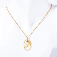 201 Stainless Steel 304 Stainless Steel Glass Gold Plated Retro Inlay Constellation Zircon Pendant Necklace sku image 9
