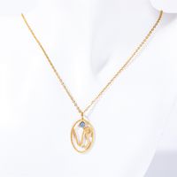 201 Stainless Steel 304 Stainless Steel Glass Gold Plated Retro Inlay Constellation Zircon Pendant Necklace sku image 10