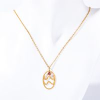 201 Stainless Steel 304 Stainless Steel Glass Gold Plated Retro Inlay Constellation Zircon Pendant Necklace main image 1