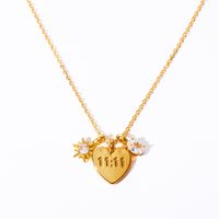 Ig Style Letter Number Heart Shape Copper Gold Plated Zircon Pendant Necklace In Bulk sku image 2