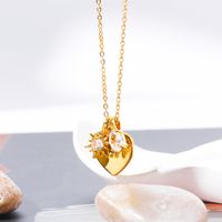 Ig Style Letter Number Heart Shape Copper Gold Plated Zircon Pendant Necklace In Bulk main image 5