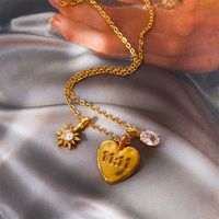Ig Style Letter Number Heart Shape Copper Gold Plated Zircon Pendant Necklace In Bulk main image 4