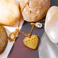 Ig Style Letter Number Heart Shape Copper Gold Plated Zircon Pendant Necklace In Bulk main image 1