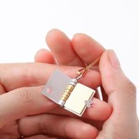 201 Stainless Steel 304 Stainless Steel Titanium Steel Gold Plated Simple Style Plating Book Heart Shape Rectangle Pendant Necklace main image 2