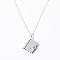 201 Stainless Steel 304 Stainless Steel Titanium Steel Gold Plated Simple Style Plating Book Heart Shape Rectangle Pendant Necklace sku image 1