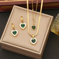Stainless Steel 18K Gold Plated IG Style Commute Plating Inlay Heart Shape Zircon Bracelets Earrings Necklace main image 1