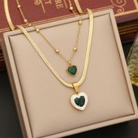 Stainless Steel 18K Gold Plated IG Style Commute Plating Inlay Heart Shape Zircon Bracelets Earrings Necklace sku image 3