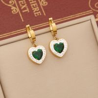 Stainless Steel 18K Gold Plated IG Style Commute Plating Inlay Heart Shape Zircon Bracelets Earrings Necklace sku image 2