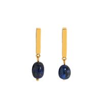 1 Pair Solid Color Plating Inlay 304 Stainless Steel Natural Stone Natural Stone 18K Gold Plated Drop Earrings sku image 2