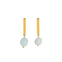 1 Pair Solid Color Plating Inlay 304 Stainless Steel Natural Stone Natural Stone 18K Gold Plated Drop Earrings sku image 3