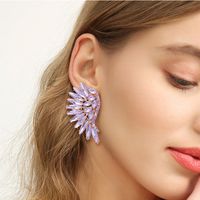 1 Pair Glam Luxurious Wings Inlay Alloy Rhinestones Ear Studs main image 1