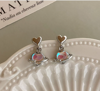 1 Pair Sweet Heart Shape Flower Inlay Metal Artificial Pearls Artificial Diamond Earrings sku image 6