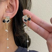 1 Pair Sweet Heart Shape Flower Inlay Metal Artificial Pearls Artificial Diamond Earrings sku image 18