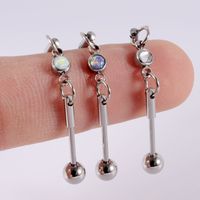 1 Piece Simple Style Shiny Solid Color Inlay Stainless Steel Artificial Rhinestones Silver Plated Ear Studs main image 4