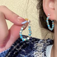 1 Pair Sweet Heart Shape Flower Inlay Metal Artificial Pearls Artificial Diamond Earrings sku image 17