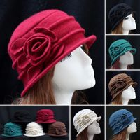 Women's Sweet Rose Solid Color Flat Eaves Fedora Hat main image 1