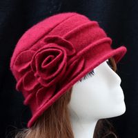 Women's Sweet Rose Solid Color Flat Eaves Fedora Hat sku image 5