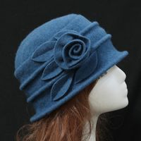 Women's Sweet Rose Solid Color Flat Eaves Fedora Hat sku image 6