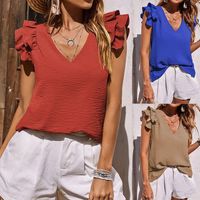 Women's Blouse Sleeveless Blouses Ruffles Casual Solid Color main image 2