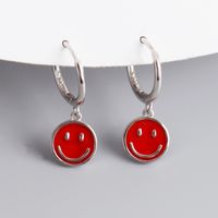 1 Paar Süß Lächelndes Gesicht Emaille Sterling Silber Ohrringe sku image 4