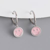 1 Paar Süß Lächelndes Gesicht Emaille Sterling Silber Ohrringe sku image 6