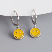 1 Paar Süß Lächelndes Gesicht Emaille Sterling Silber Ohrringe sku image 8