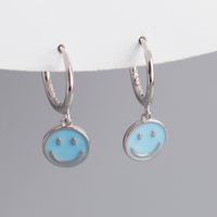 1 Paar Süß Lächelndes Gesicht Emaille Sterling Silber Ohrringe sku image 10