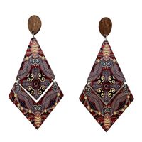 1 Pair Classic Style Leaf Rhombus Stoving Varnish Wood Drop Earrings main image 4