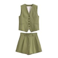 Women's Casual Solid Color Linen Polyester Shorts Sets main image 4