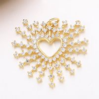 Classic Style Heart Shape Copper Plating Inlay Zircon 18k Gold Plated White Gold Plated Charms Jewelry Accessories main image 2