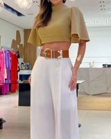 Women's Casual Classic Style Solid Color Polyester Backless Pants Sets sku image 7