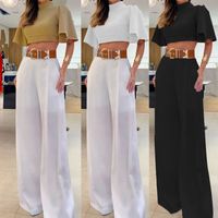 Women's Casual Classic Style Solid Color Polyester Backless Pants Sets main image 1