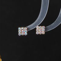 1 Pair Simple Style Square Plating Inlay Alloy Rhinestones Silver Plated Ear Studs main image 4