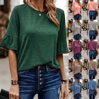Women's T-shirt Half Sleeve T-shirts Button Casual Solid Color main image 1