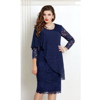 Women's Party Dress Elegant Round Neck Lace 3/4 Length Sleeve Solid Color Midi Dress Banquet main image 3