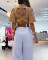 Women's Casual Classic Style Solid Color Polyester Backless Pants Sets main image 5