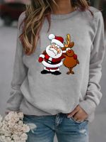 Women's Hoodie Long Sleeve Hoodies & Sweatshirts Printing Christmas Santa Claus Reindeer main image 2