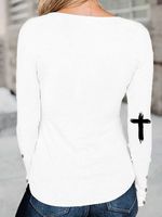 Women's T-shirt Long Sleeve T-shirts Printing Casual Cross Letter main image 2