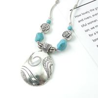 Wholesale Jewelry Vintage Style Rose Alloy Iron Copper Turquoise Inlay Pendant Necklace main image 2