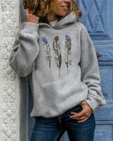 Women's Hoodie Long Sleeve Hoodies & Sweatshirts Printing Casual Feather main image 3